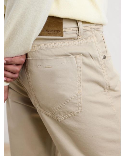 Slowear Natural Slim-fit Stretch Cotton-blend Gabardine Trousers for men