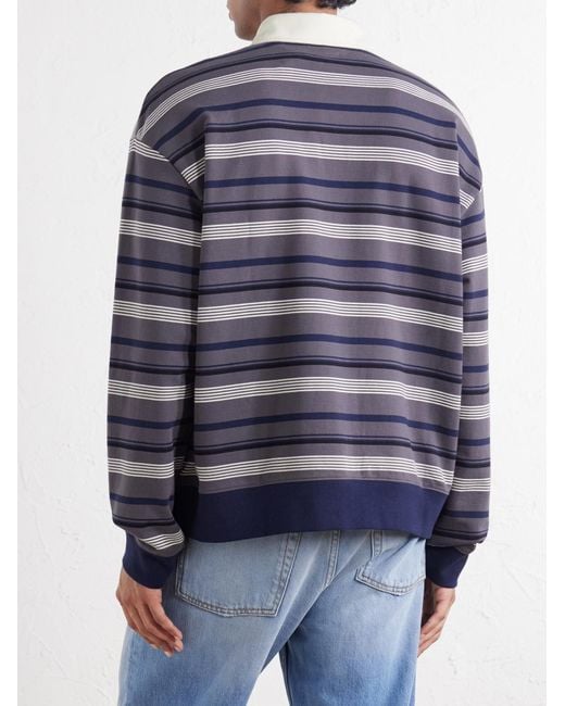 NN07 Blue David Striped Organic Cotton Polo Shirt for men