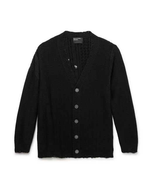 Enfants Riches Deprimes Black Distressed Cotton And Cashmere-Blend Cardigan for men