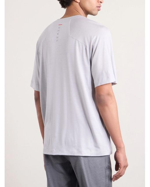 Sease White Runner Logo-print Merino Wool T-shirt for men