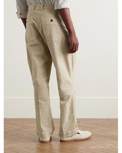 Officine Generale Natural Greg Straight-Leg Garment-Dyed Cotton-Moleskin Trousers for men