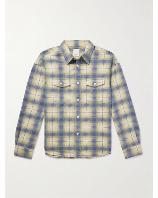 Visvim Blue Pioneer Checked Brushed Cotton-flannel Shirt for men