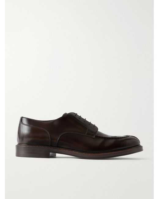 Brunello Cucinelli Brown Leather Derby Shoes for men