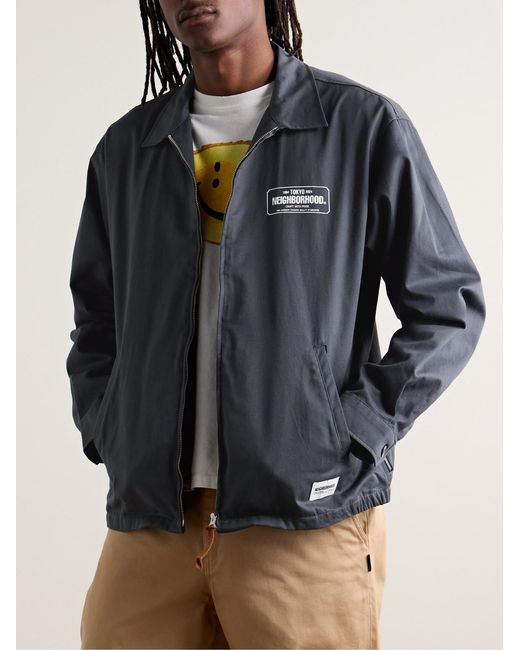 Neighborhood Blue Logo-Print Cotton-Twill Jacket for men