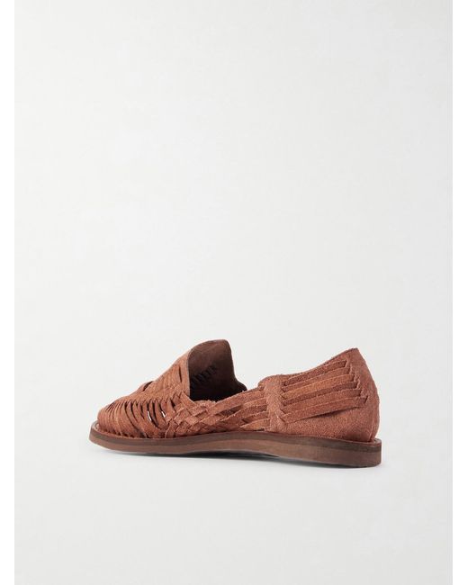 Yuketen Brown Chamula Alejandro Woven Suede Huarache Sandals for men