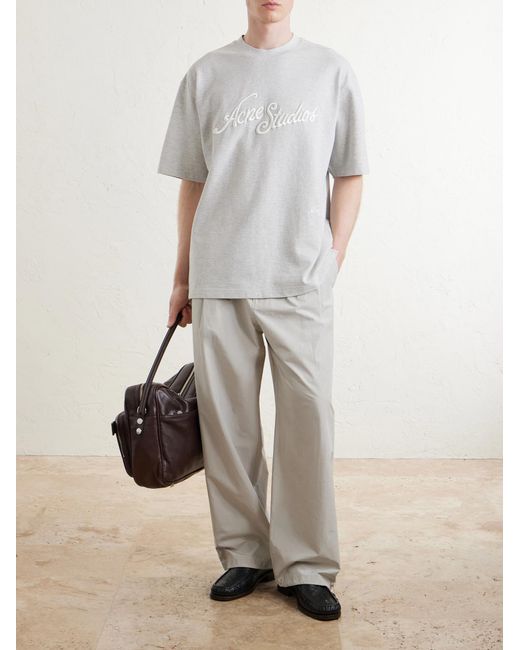 Acne White Logo-Embroidered Cotton-Piqué T-Shirt for men