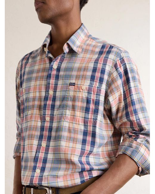 Polo Ralph Lauren White Checked Cotton-Madras Shirt for men