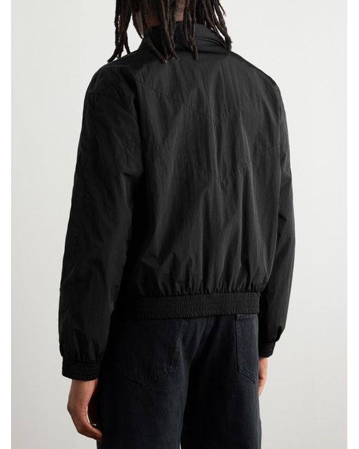 Saint Laurent Black Logo-Embroidered Shell Bomber Jacket for men