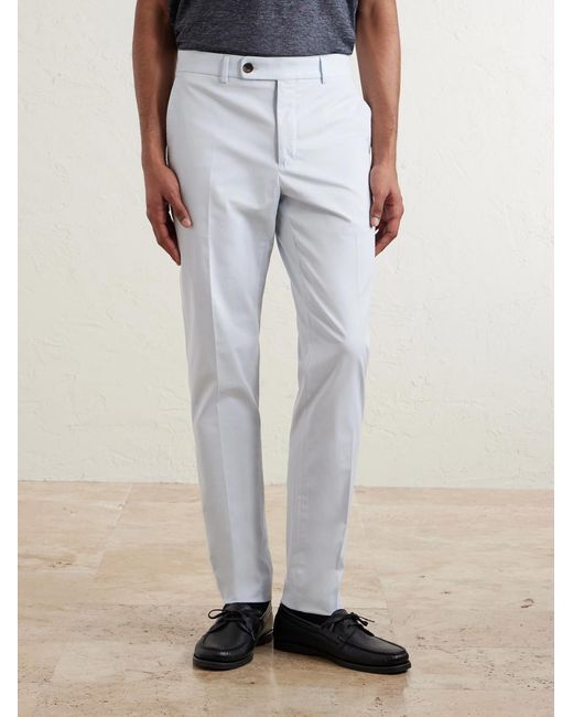 Slowear White Tapered Stretch-cotton Trousers for men