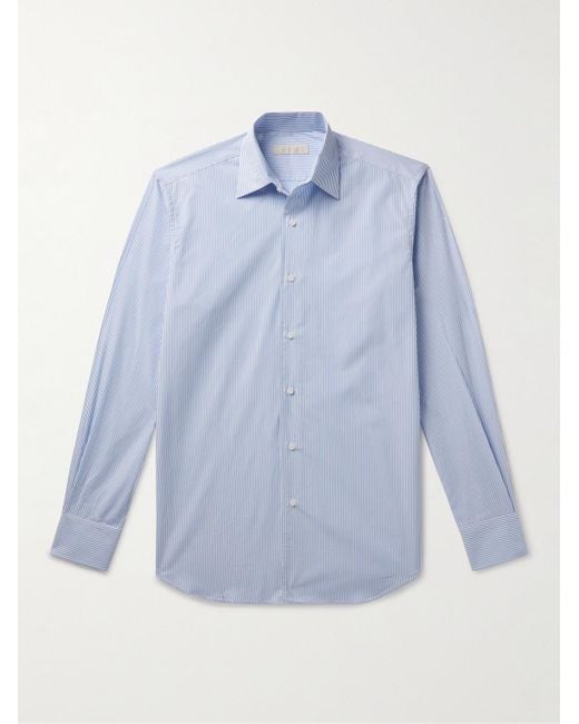 Saman Amel Blue Striped Cotton-poplin Shirt for men