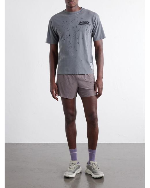 Satisfy Gray Straight-Leg Logo-AppliquÉD 5&Quot; Space‑O&Trade; Shorts for men