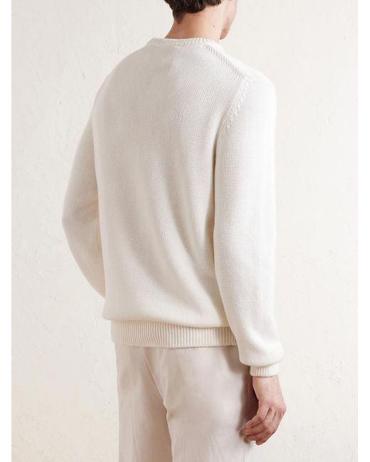 Slowear White Slim-fit Cotton Sweater for men