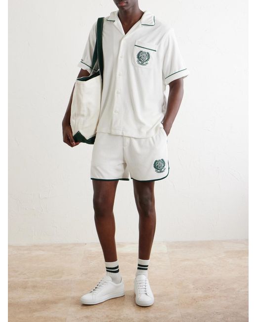 Polo Ralph Lauren White Wimbledon Logo-Embroidered Cotton-Blend Terry Shirt for men