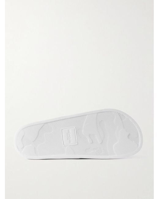 Moncler Basile Pantoletten aus Gummi mit Logoprägung und Streifen in White für Herren