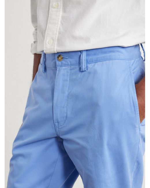 Polo Ralph Lauren Blue Straight-Leg Cotton-Blend Trousers for men