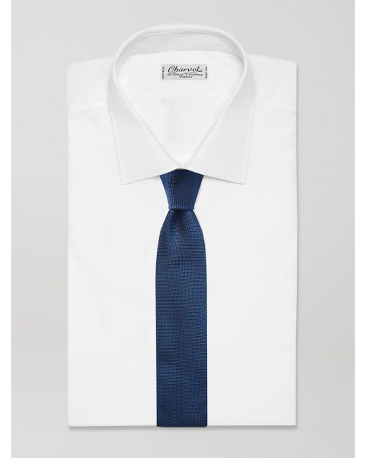 Charvet Blue 8cm Silk-jacquard Tie for men