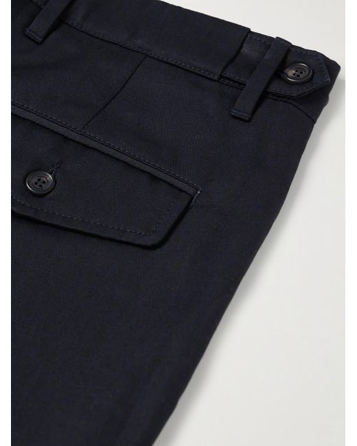 Dunhill Blue Straight-leg Pleated Cotton And Linen-blend Twill Bermuda Shorts for men