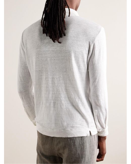 Massimo Alba White Raya Slim-fit Linen Polo Shirt for men