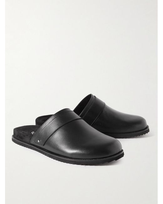 Mr P. Black Leather Slippers for men