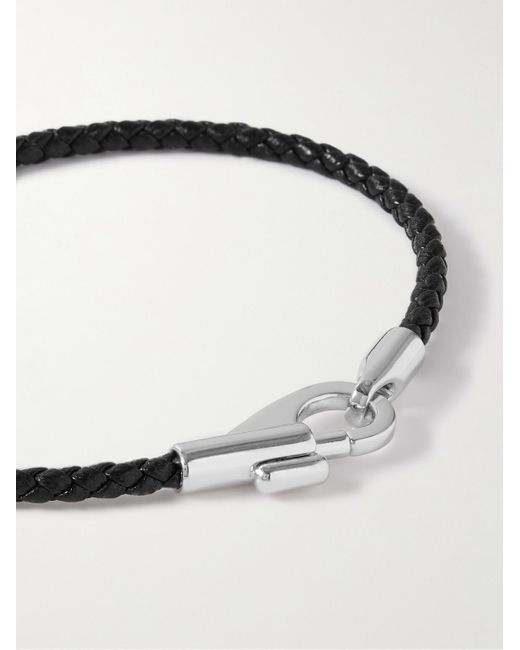 Miansai Black Rhodium-plated Sterling Silver And Braided Leather Bracelet for men