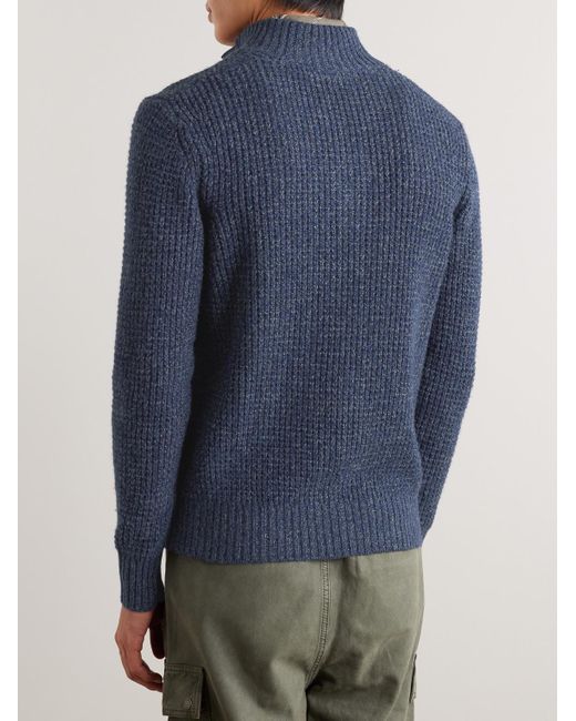 Pullover in misto lana e cashmere punto waffle di Faherty Brand in Blue da Uomo
