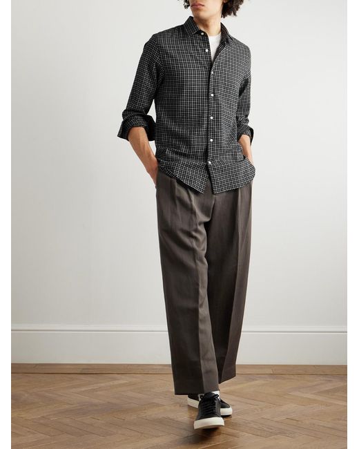 Officine Generale Gray Giacomo Checked Cotton Shirt for men