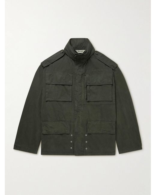Aspesi Green Garment-Dyed Cotton Hooded Jacket for men