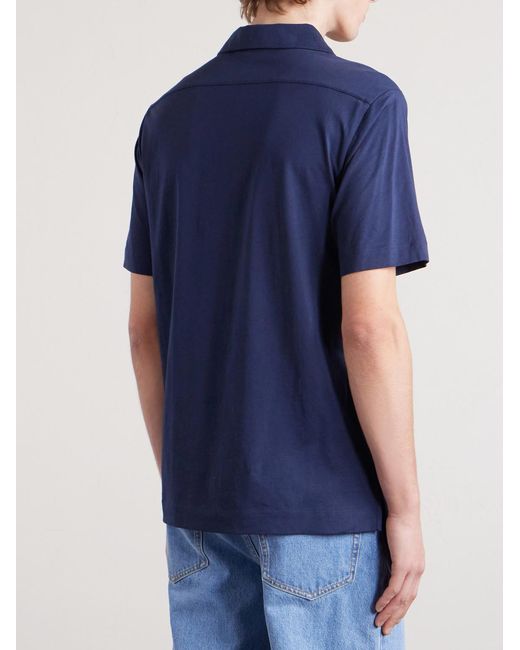 Dries Van Noten Blue Cotton-Jersey Polo Shirt for men