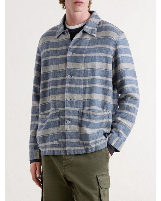 RRL Blue Striped Linen Shirt for men