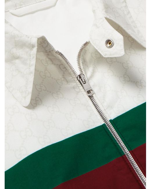Gucci White Shell-trimmed Logo-print Cotton-poplin Blouson Jacket for men