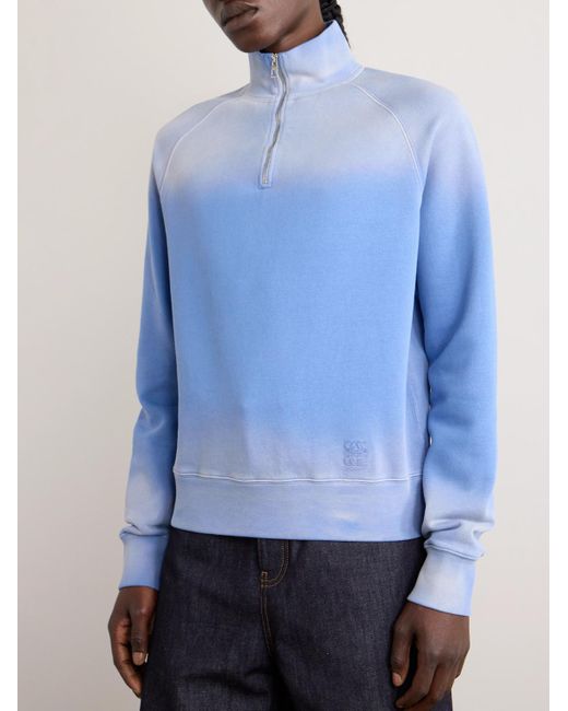 Loewe Blue Zip-up Sweatshirt In Cotton for men