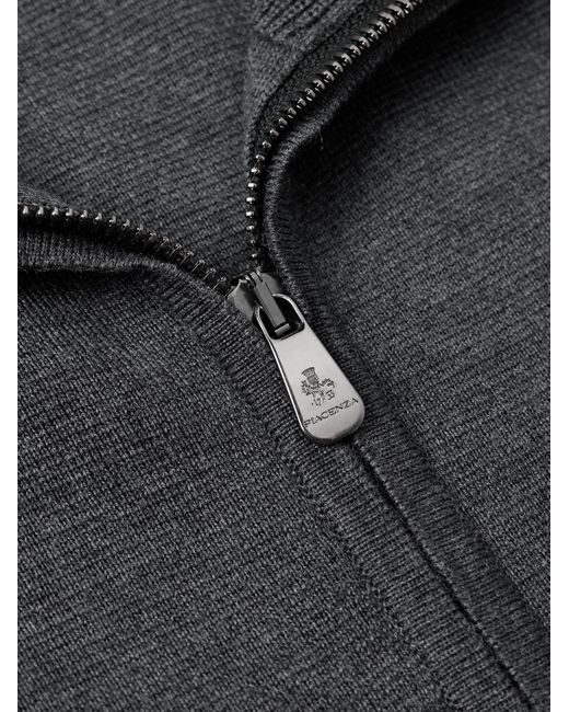 Piacenza 1733 Gray Slim-fit Virgin Wool Zip-up Cardigan for men
