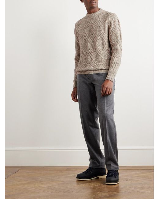 Loro Piana Natural Mélange Cable-knit Wool And Cashmere-blend Sweater for men