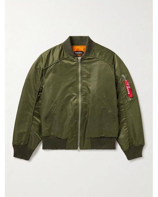 CHERRY LA Green Logo-Appliquéd Nylon Bomber Jacket for men