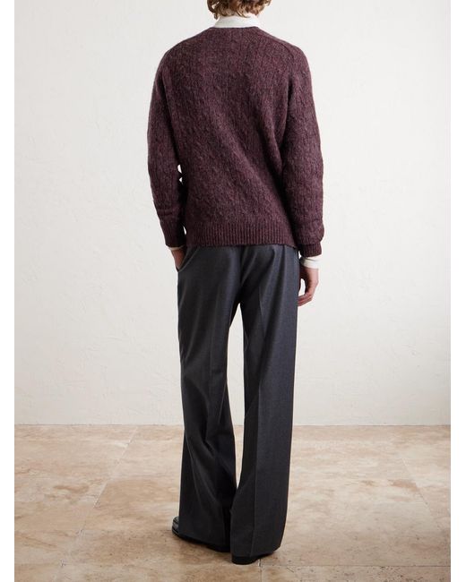 Sid Mashburn Purple Cable-Knit Wool Sweater for men