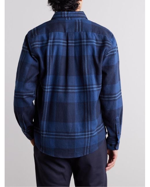 Portuguese Flannel Blue Arquive 82 Checked Organic Cotton-flannel Shirt for men