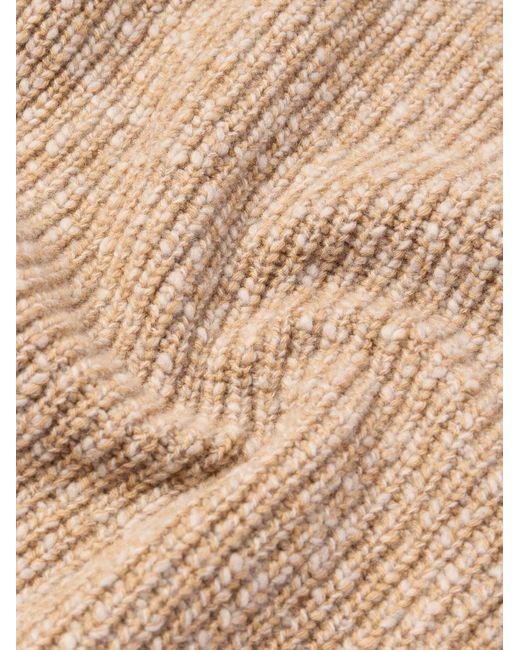 Brunello Cucinelli Cardigan aus einer Woll-Kaschmirmischung in Rippstrick mit Reißverschluss in Natural für Herren