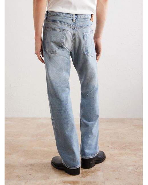 RRL Blue Straight-Leg Logo-Embroidered Distressed Jeans for men