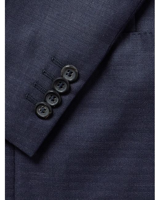 Canali Blue Unstructured Wool, Silk And Linen-Blend Blazer for men