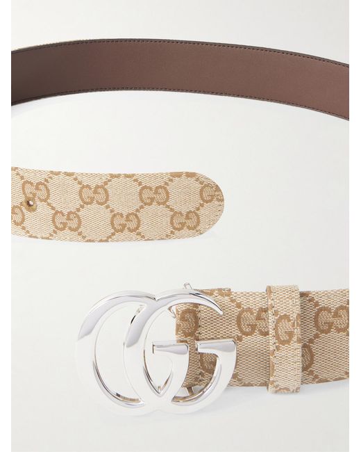 Gucci Natural 4Cm Marmont Logo-Jacquard Canvas Belt for men