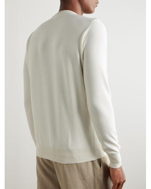 Loro Piana White Cotton And Silk-Blend Piqué Sweater for men