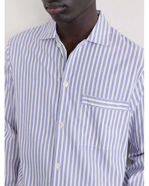 Tekla Purple Striped Organic Cotton-poplin Pyjamas for men