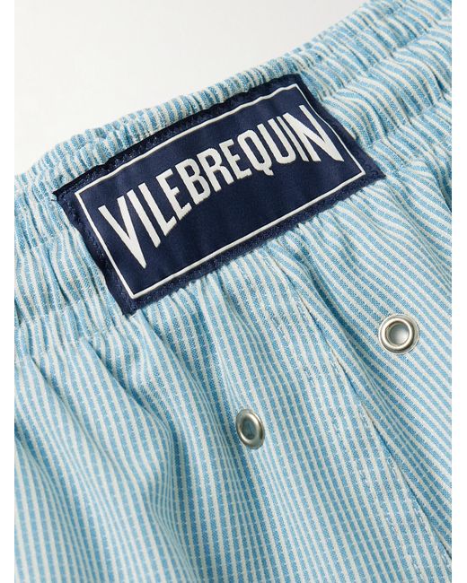 Vilebrequin Blue Milton Slim-Fit Short-Length Striped Wool-Blend Swim Shorts for men