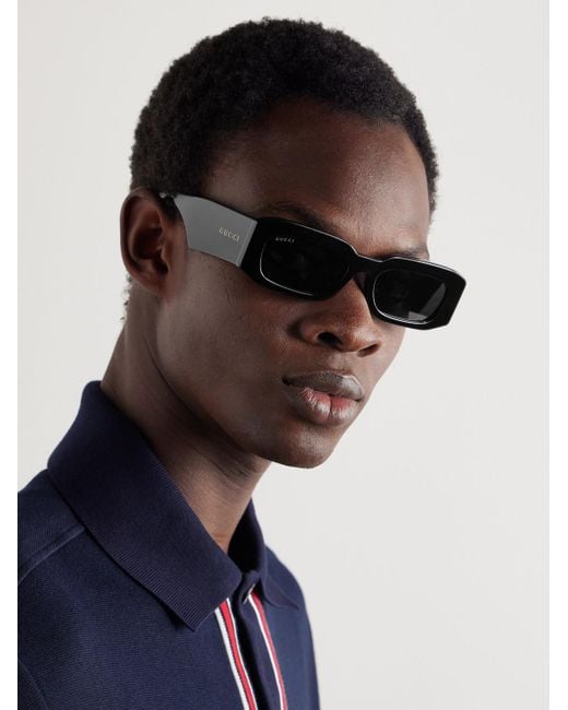 Gucci Sonnenbrille mit rechteckigem Rahmen aus Azetat in Black für Herren