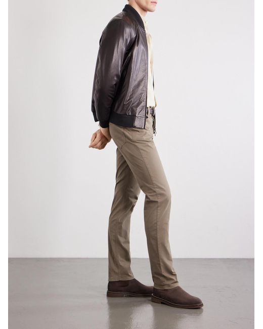 Brioni Natural Meribel Straight-Leg Cotton-Blend Trousers for men