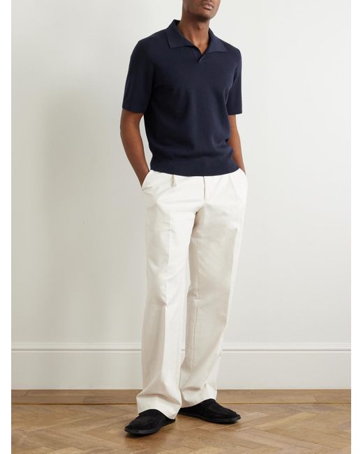 Loro Piana Blue Wish Wool Polo Shirt for men