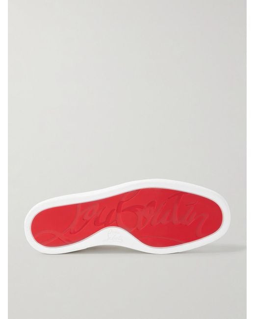 Christian Louboutin Retro Sneakers aus Canvas mit Besatz aus vollnarbigem Leder in White für Herren