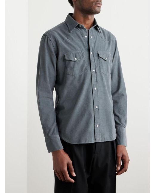 Tom Ford Blue Cotton-corduroy Shirt for men