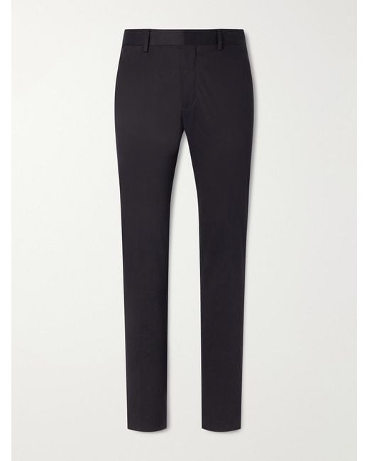 Zegna Blue Straight-Leg Stretch Cotton-Twill Trousers for men