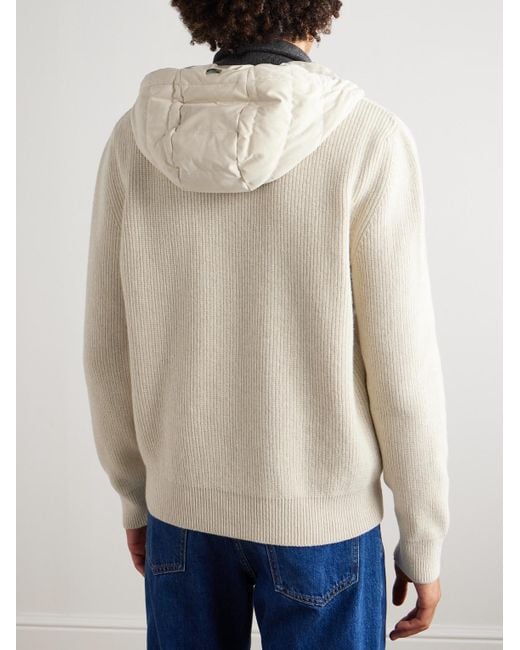 Herno Natural Quilted Microfibre And Ribbed Wool Down Hooded Jacket for men